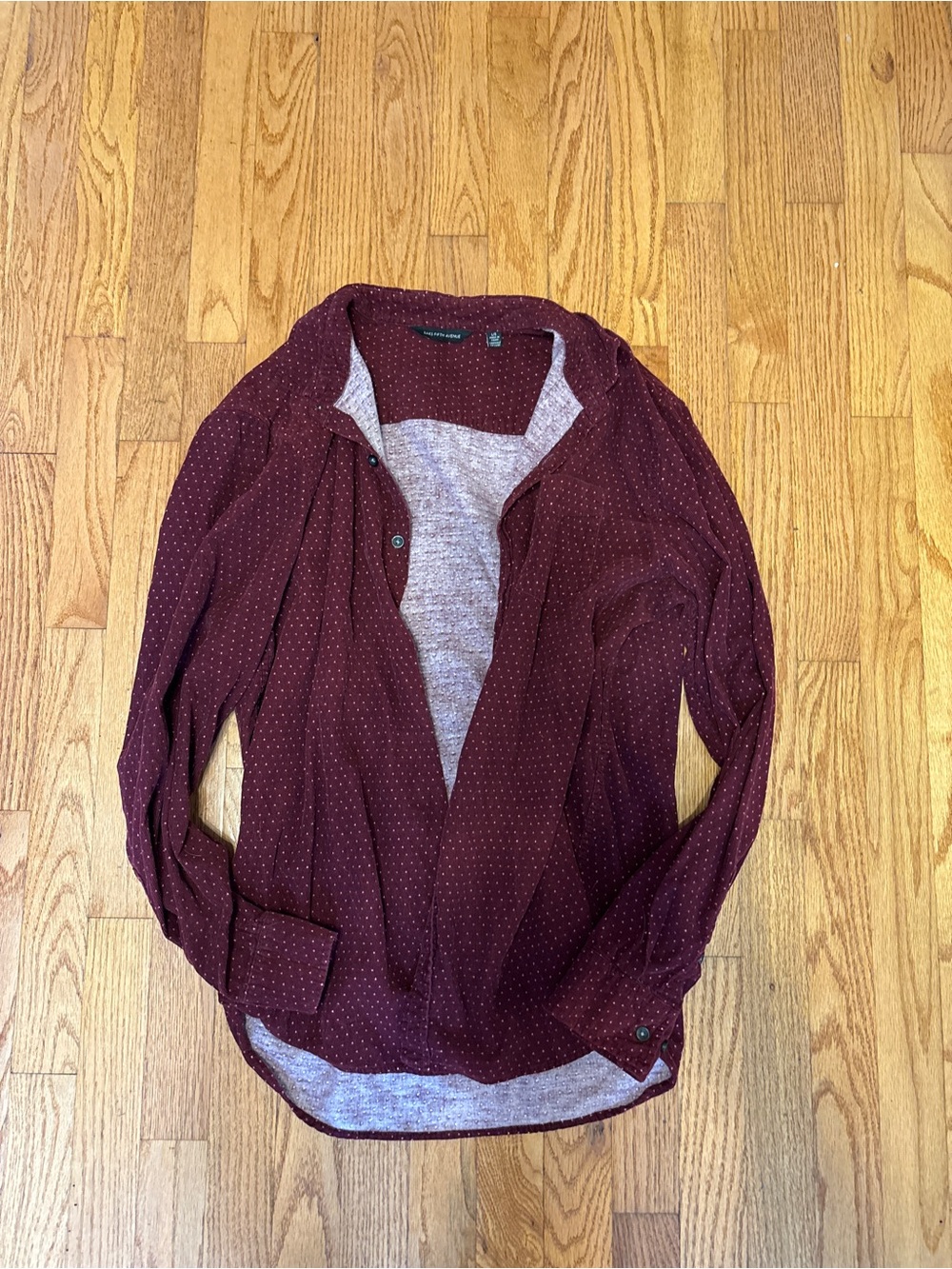 Saks Fifth Avenue Men's Burgundy Dot-Pattern Button-Down Shirt